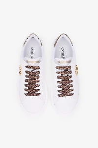 White Sneaker With Leopard Print And RC Monogram
