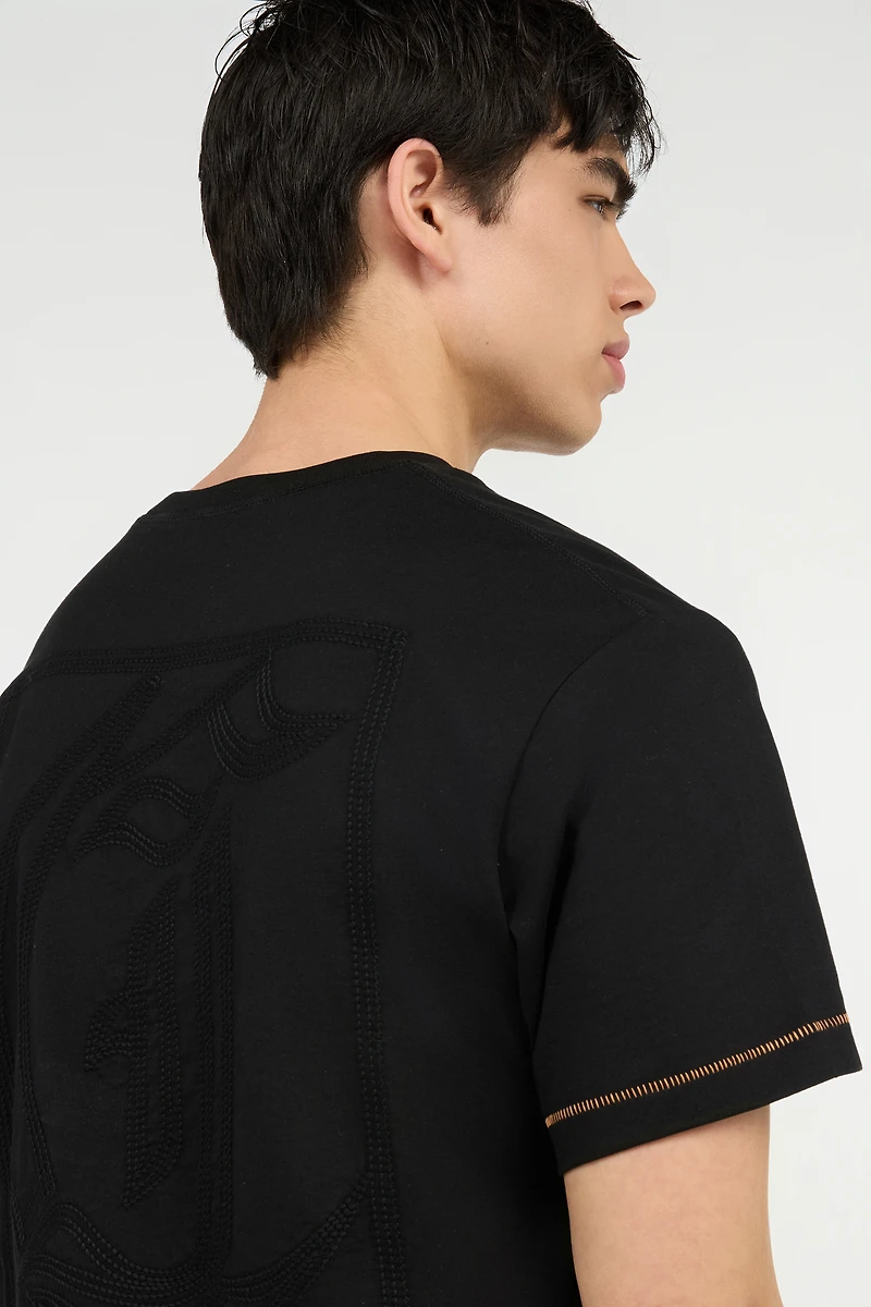 T-Shirt With JC Monogram And Contrasting Topstitching