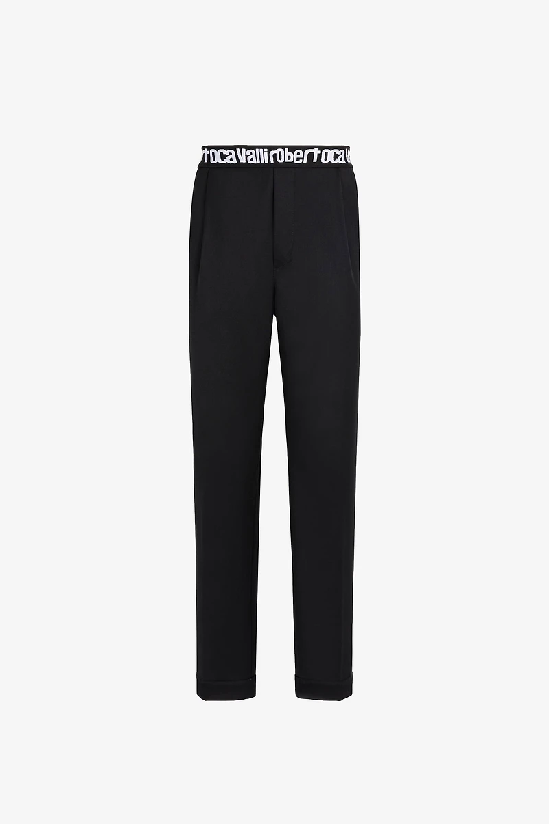 Logo-Waistband Tailored Wool Trousers