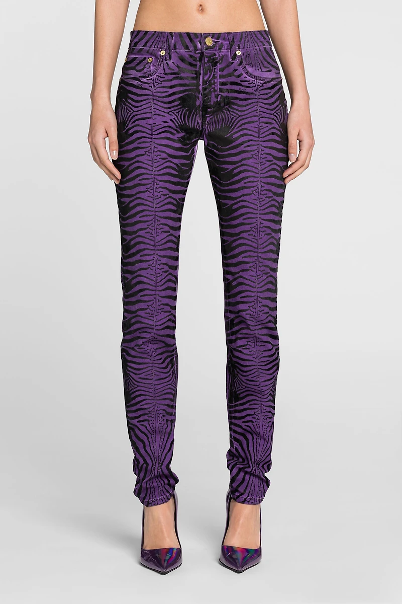 Zebra-Print Slim-Fit Jeans