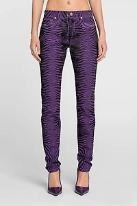 Zebra-Print Slim-Fit Jeans