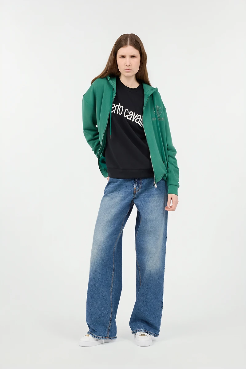 Green Hoodie Sweatshirt with RC Monogram Logo