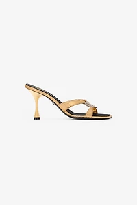 Sandals With Snake Print And Bejeweled