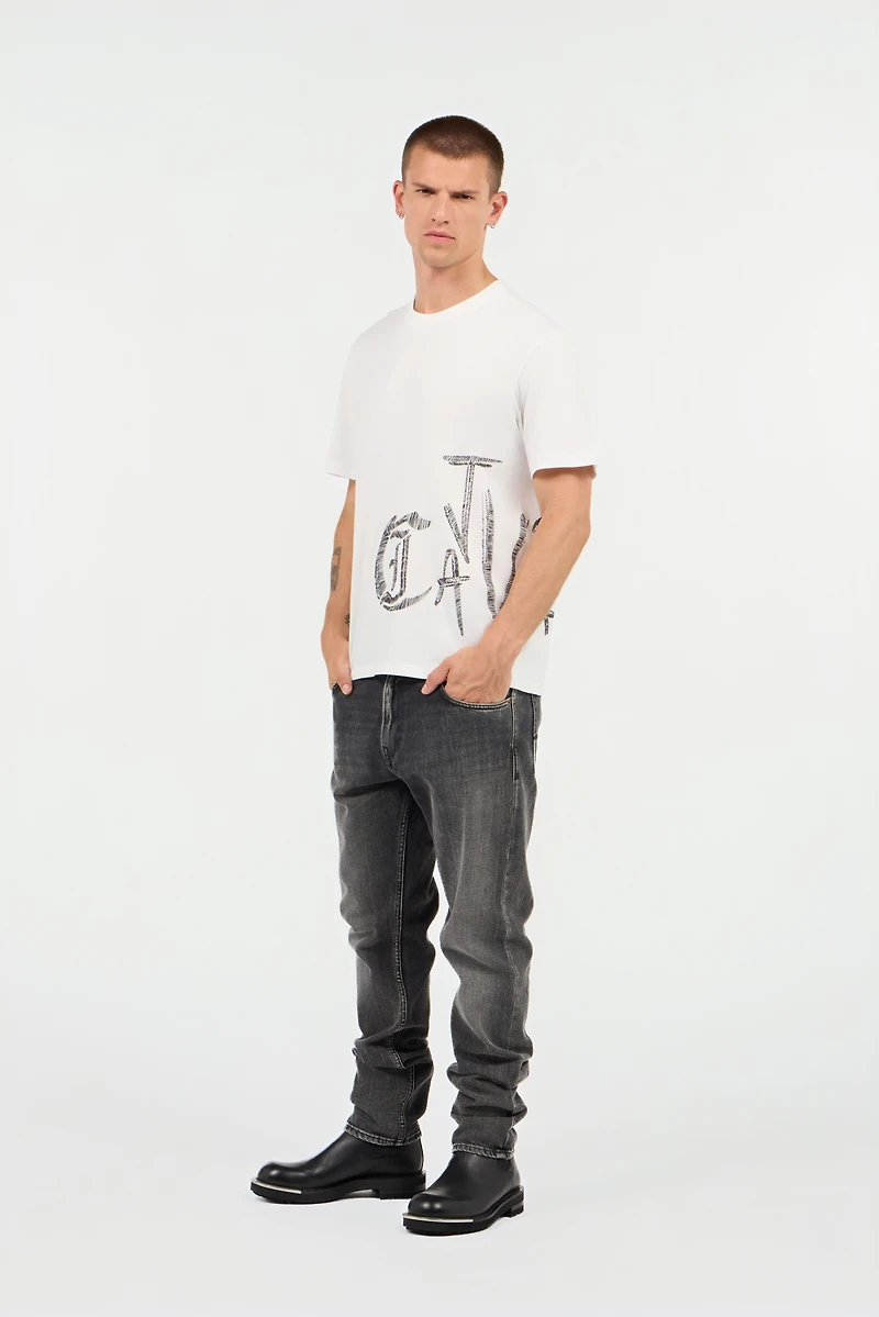 White Cotton T-Shirt With Graphic Print