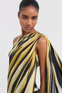 Ray Of Gold Print Silk Maxi Dress