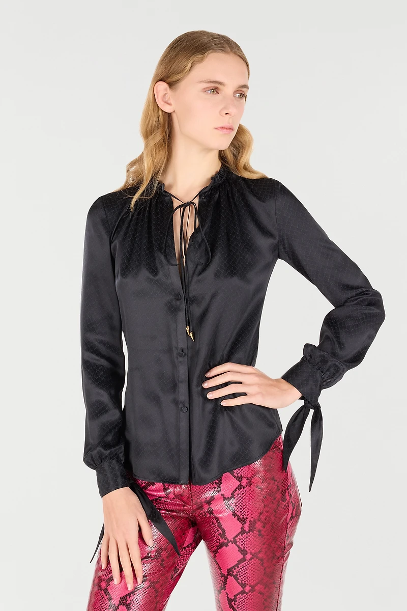 Snake-Effect Silk Shirt