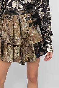 Floral-Brocade Mini Skirt