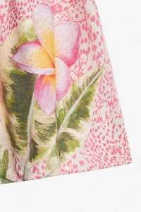 Dress With Broderie Anglaise And Printed Skirt