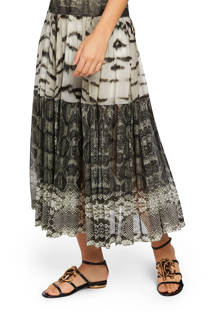 LA Tigresse reptilla pleated skirt