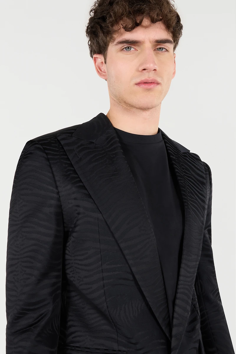 Blazer With Solid-Color Tiger Skin Design