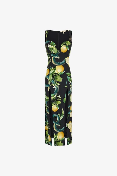 Midi dress with Lemon print