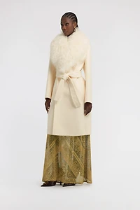 Cream Coat With Detachable Fur Collar