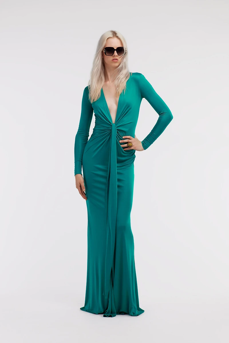 Emerald Green Knotted Maxi Dress