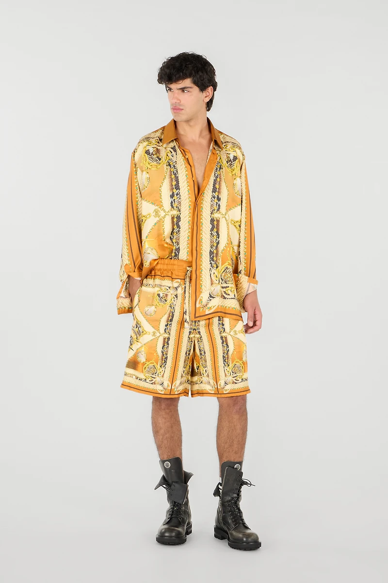 Sunset Print Silk Shorts