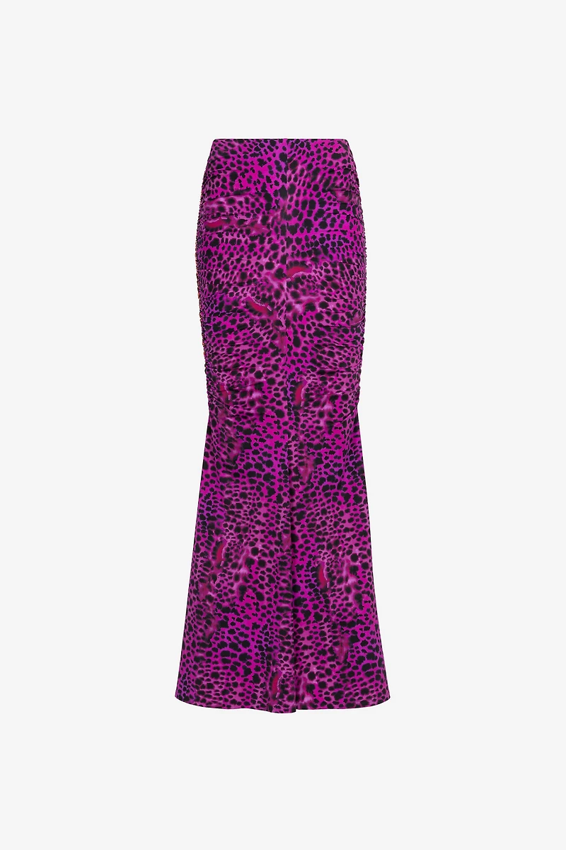 Animal-print fishtail skirt