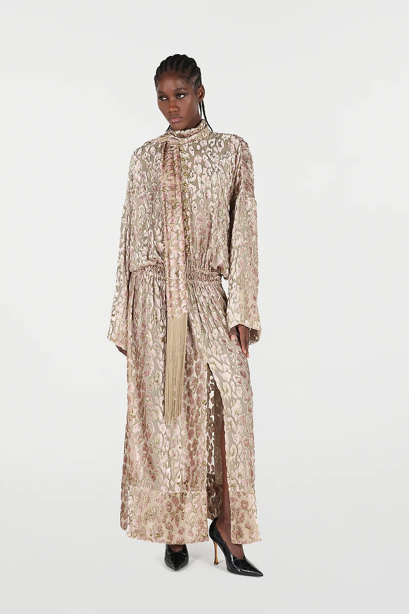 Long Dress With All-Over Dappled Pattern