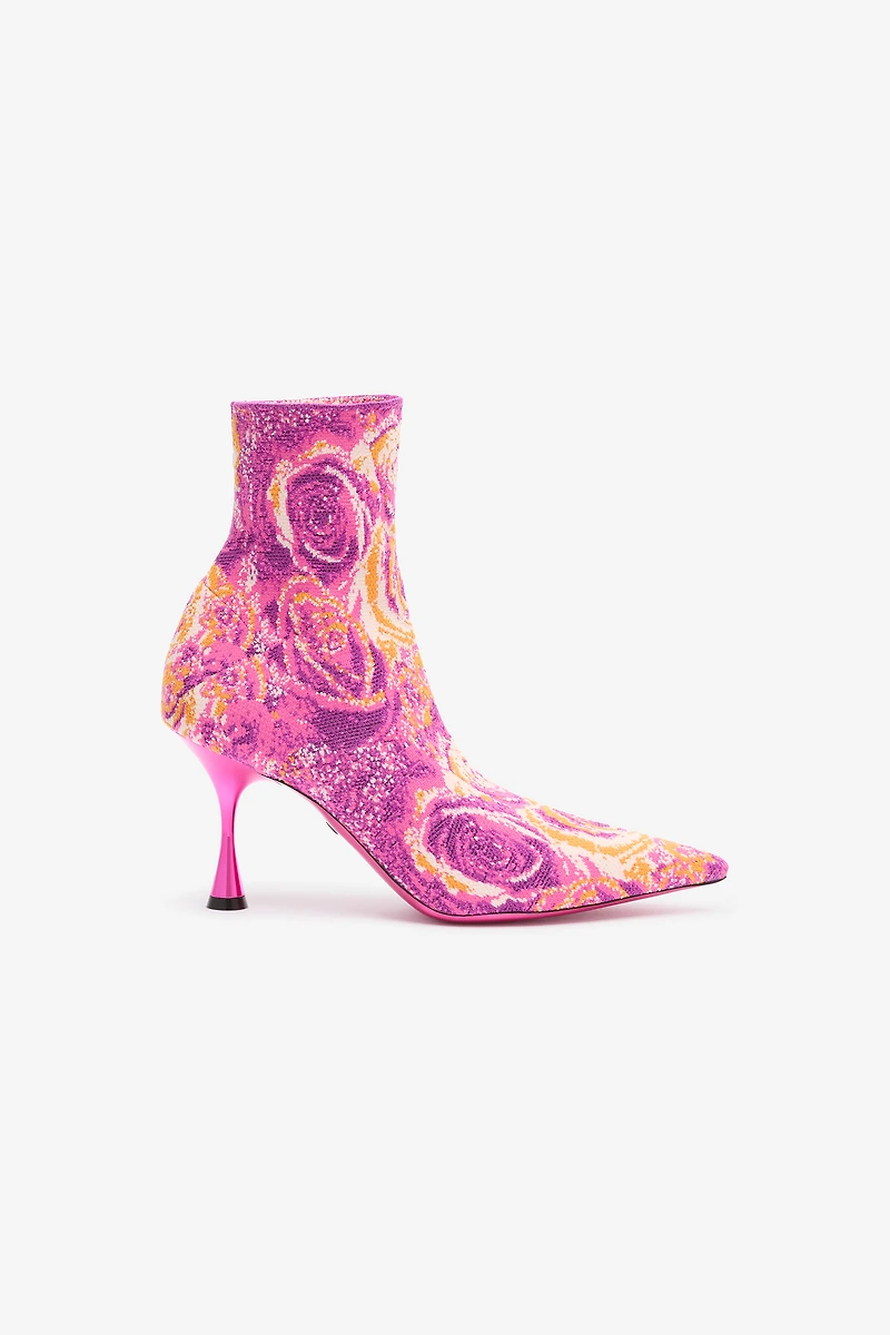 Ankle Boots With Rose Inlay