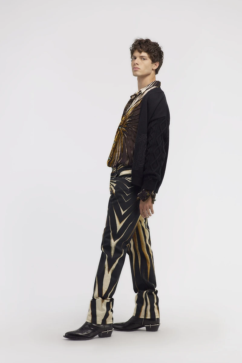 Slim fit jeans with Ray of Gold print