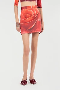 Miniskirt With Rose Print
