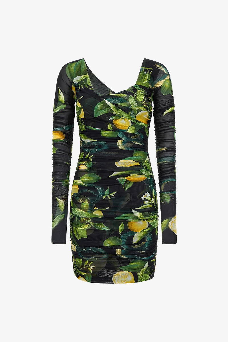 Stretch Lemon print short dress