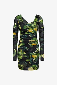 Stretch Lemon print short dress