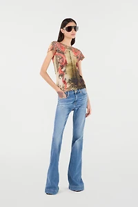 Cotton T-Shirt With Oriental Print