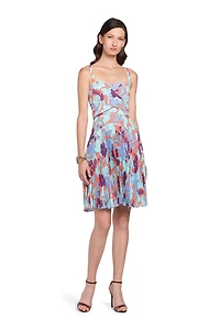 Summer Garden silk pleated dress