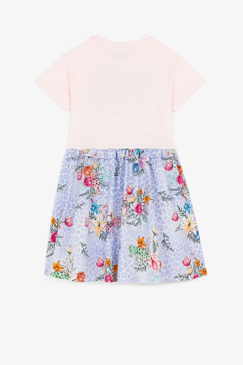 Jaguar And Flower-Print Silk Dress