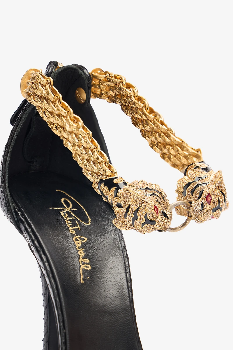Leather Sandals With Tiger Heads