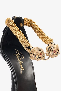 Leather Sandals With Tiger Heads