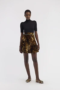 Leopard print velvet skirt