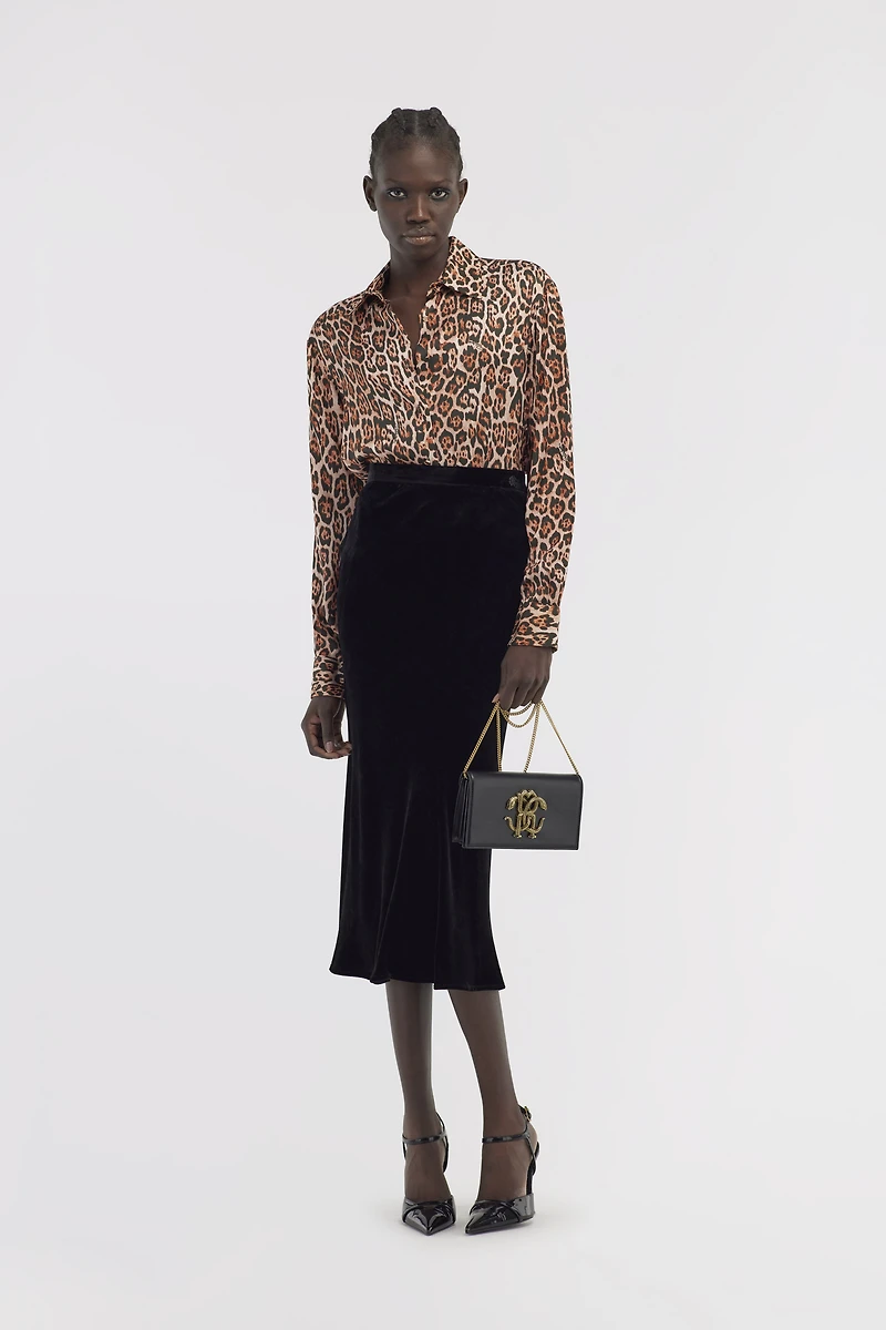 Velvet midi skirt