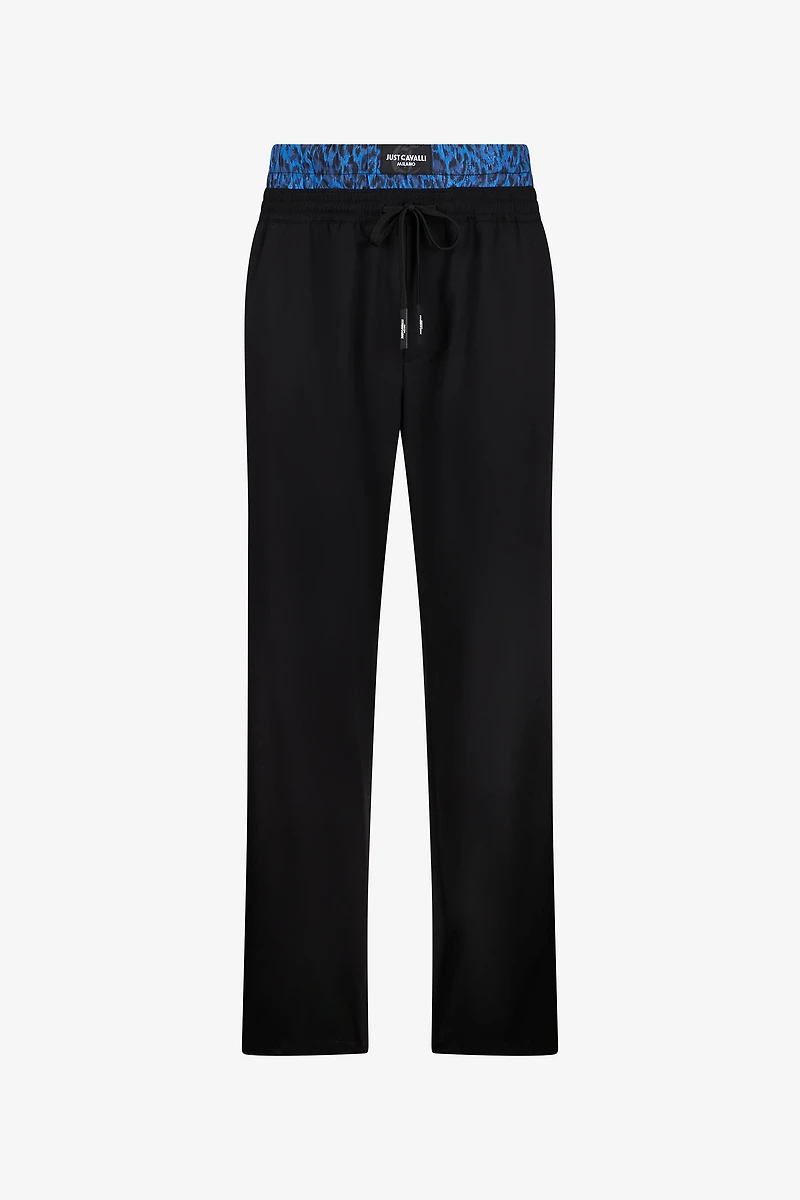 Black Trousers With Printed Waistband