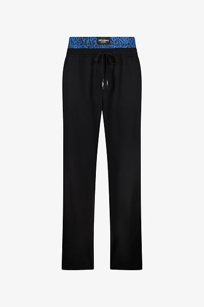 Black Trousers With Printed Waistband