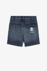 Monogram-embroidered denim shorts