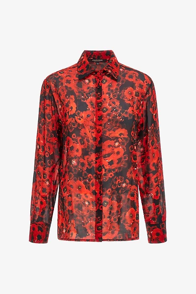 Red Poppy Print Shirt
