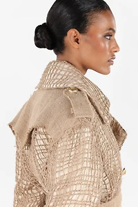 Grid Trench Coat with belt