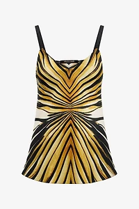 Ray Of Gold Print Silk Top
