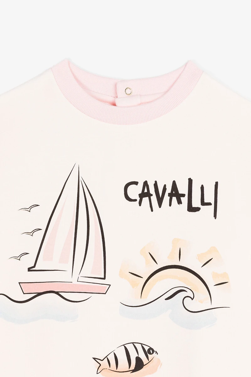 Seascape-Print Logo Sweatshirt