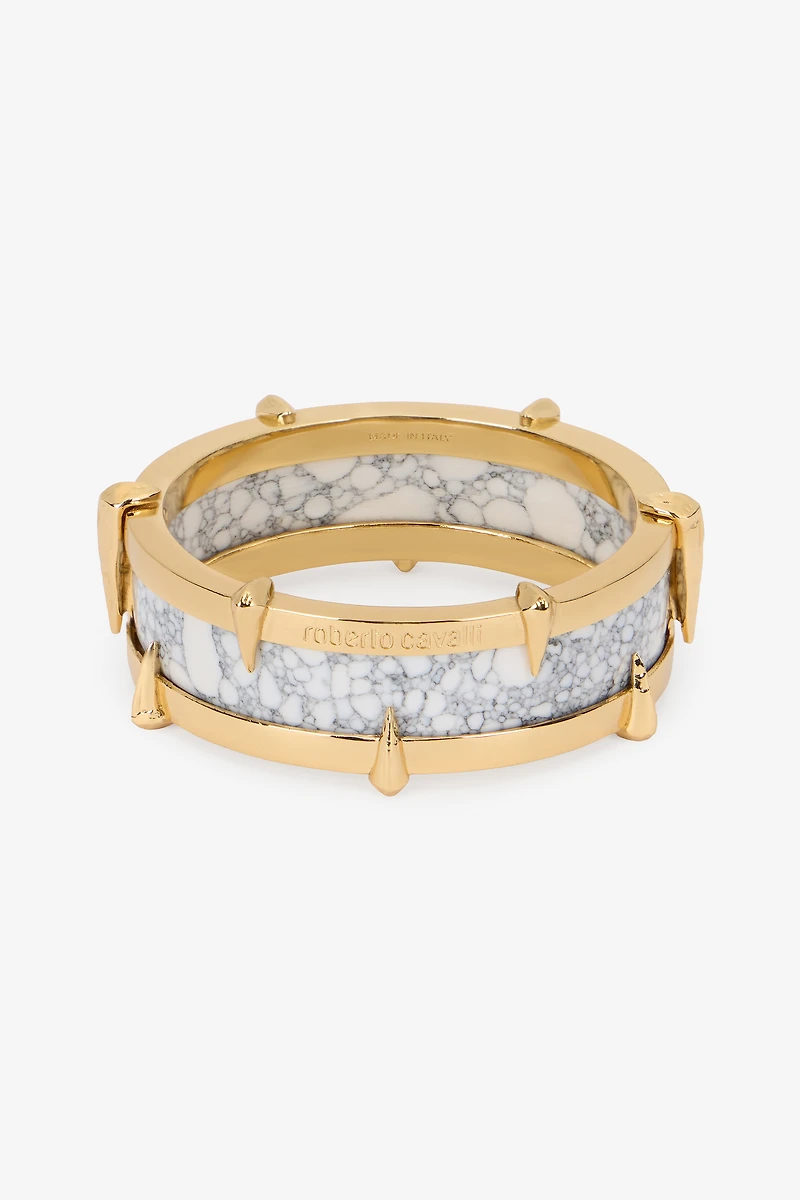White and Gold Studded Bangle Bracelet