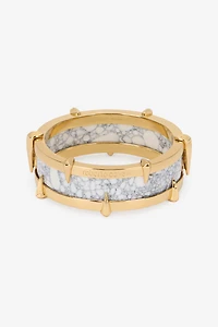 White and Gold Studded Bangle Bracelet