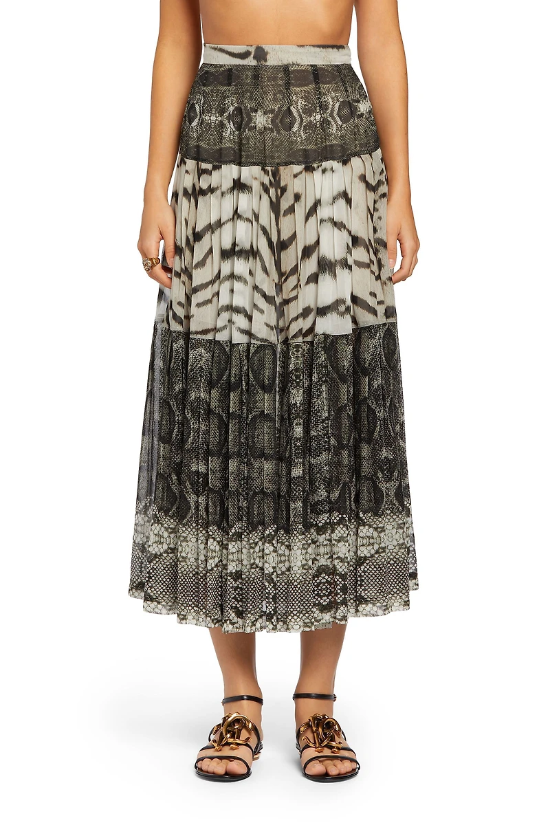 LA Tigresse reptilla pleated skirt