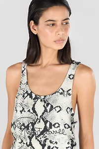 Racerback tank top with python-effect print
