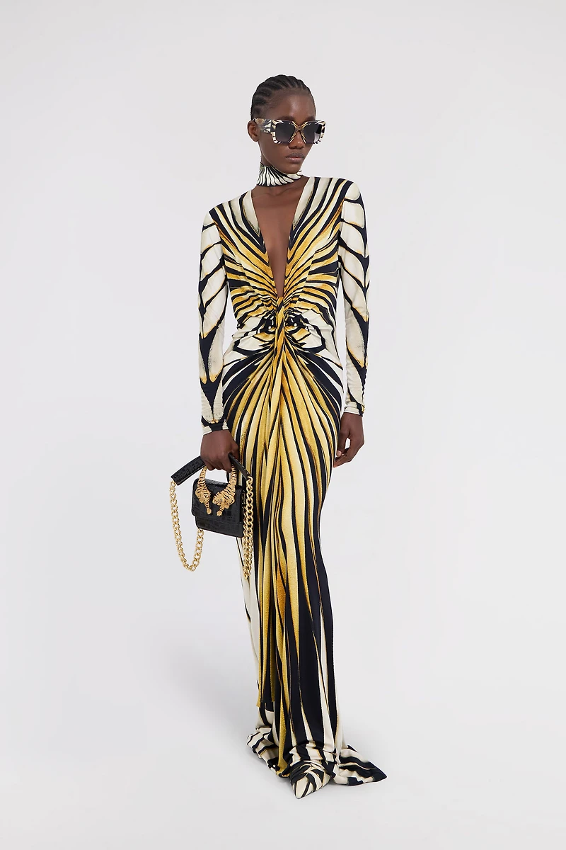 Ray Of Gold Print Maxi Dress
