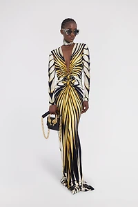 Ray Of Gold Print Maxi Dress
