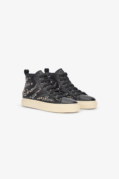 High-Top Sneakers With Studs And Stones