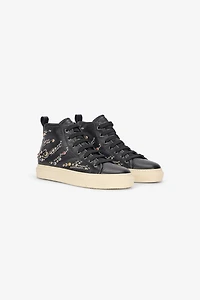 High-Top Sneakers With Studs And Stones