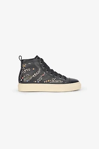High-Top Sneakers With Studs And Stones