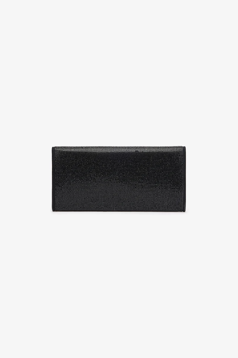Black Crystal-Embellished Pochette Bag With Mirror Snake Monogram