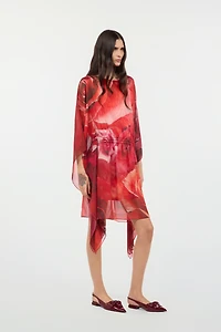 Silk Caftan With Garden Rose Print